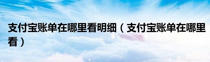 支付宝账单在哪里看明细（支付宝账单在哪里看）