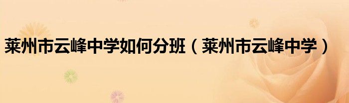 莱州市云峰中学如何分班（莱州市云峰中学）