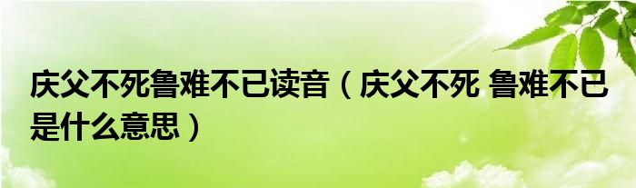 庆父不死鲁难不已读音（庆父不死 鲁难不已 是什么意思）