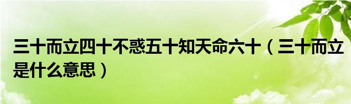 三十而立四十不惑五十知天命六十（三十而立是什么意思）