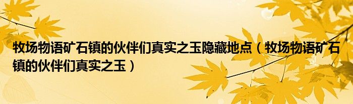 牧场物语矿石镇的伙伴们真实之玉隐藏地点（牧场物语矿石镇的伙伴们真实之玉）