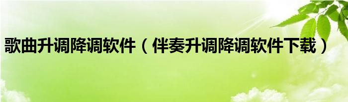 歌曲升调降调软件（伴奏升调降调软件下载）