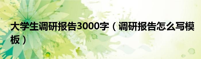 大学生调研报告3000字（调研报告怎么写模板）