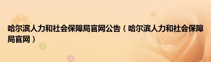 哈尔滨人力和社会保障局官网公告（哈尔滨人力和社会保障局官网）