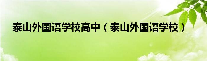 泰山外国语学校高中（泰山外国语学校）