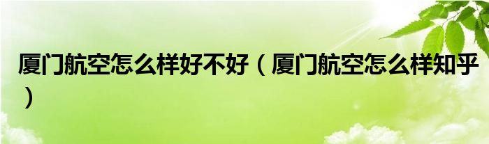 厦门航空怎么样好不好（厦门航空怎么样知乎）