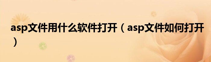 asp文件用什么软件打开（asp文件如何打开）