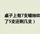 桌子上有7支蜡烛吹灭5只还剩几只（桌子上有7支蜡烛吹灭了5支还剩几支）