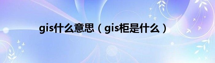 gis什么意思（gis柜是什么）