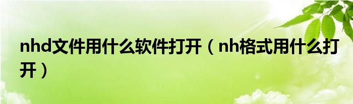 nhd文件用什么软件打开（nh格式用什么打开）