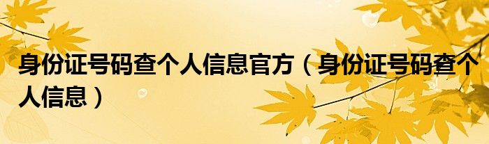 身份证号码查个人信息官方（身份证号码查个人信息）