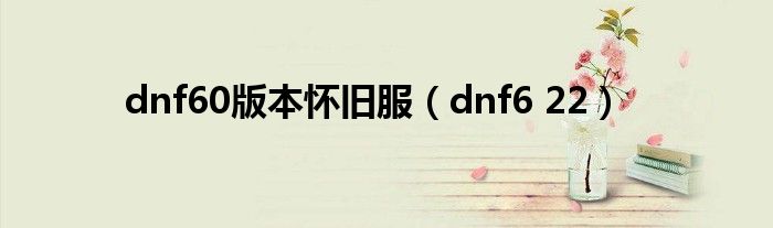 dnf60版本怀旧服（dnf6 22）