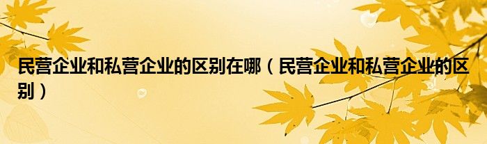 民营企业和私营企业的区别在哪（民营企业和私营企业的区别）