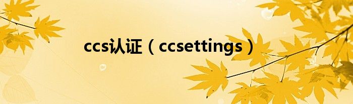 ccs认证（ccsettings）