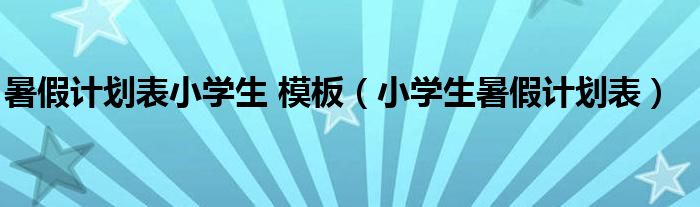 暑假计划表小学生 模板（小学生暑假计划表）