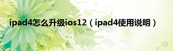 ipad4怎么升级ios12（ipad4使用说明）