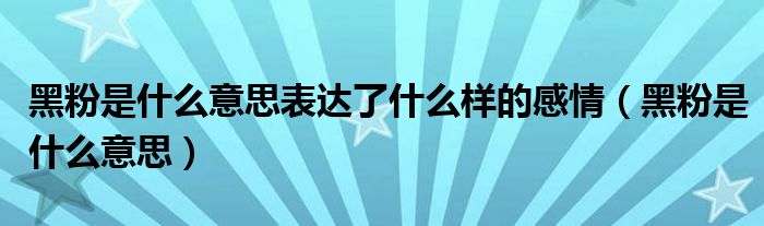 黑粉是什么意思表达了什么样的感情（黑粉是什么意思）