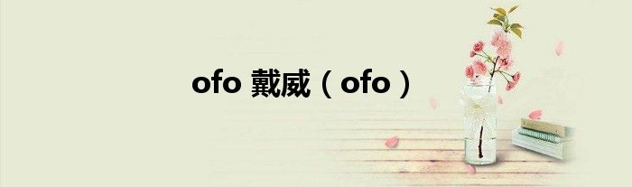 ofo 戴威（ofo）