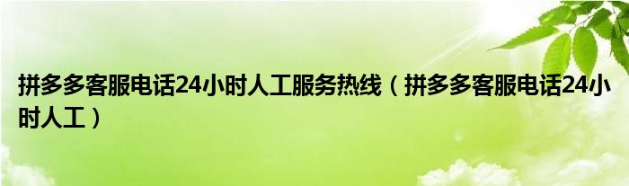 拼多多客服电话24小时人工服务热线（拼多多客服电话24小时人工）