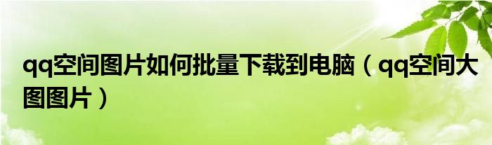 qq空间图片如何批量下载到电脑（qq空间大图图片）