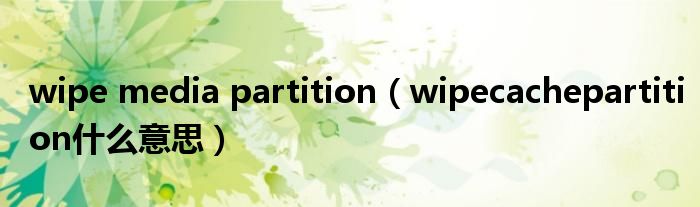 wipe media partition（wipecachepartition什么意思）