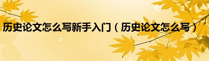 历史论文怎么写新手入门（历史论文怎么写）