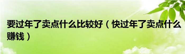 要过年了卖点什么比较好（快过年了卖点什么赚钱）