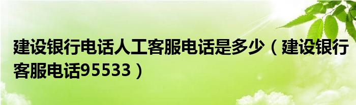 建设银行电话人工客服电话是多少（建设银行客服电话95533）