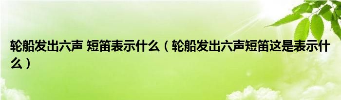 轮船发出六声 短笛表示什么（轮船发出六声短笛这是表示什么）