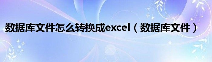 数据库文件怎么转换成excel（数据库文件）