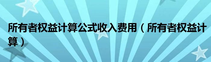 所有者权益计算公式收入费用（所有者权益计算）