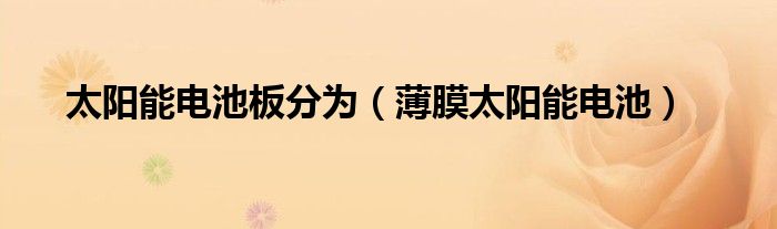 太阳能电池板分为（薄膜太阳能电池）