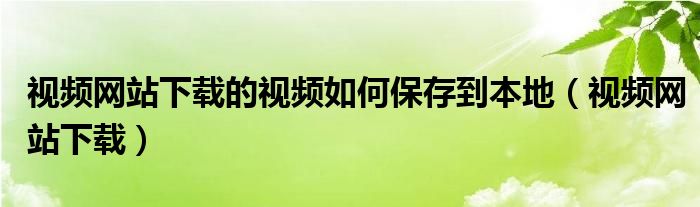 视频网站下载的视频如何保存到本地（视频网站下载）