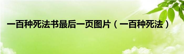 一百种死法书最后一页图片（一百种死法）