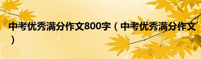 中考优秀满分作文800字（中考优秀满分作文）