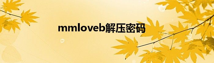 mmloveb解压密码