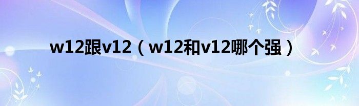 w12跟v12（w12和v12哪个强）