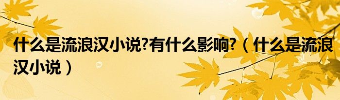 什么是流浪汉小说?有什么影响?（什么是流浪汉小说）