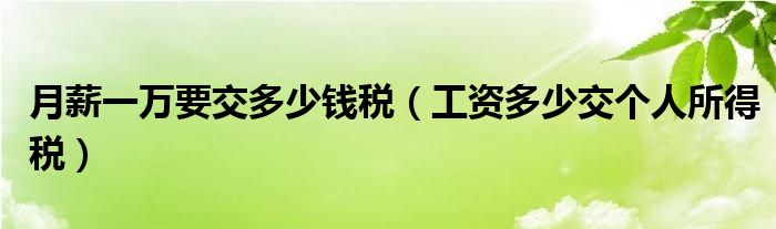 月薪一万要交多少钱税（工资多少交个人所得税）