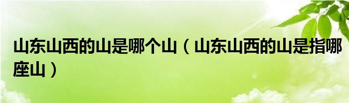 山东山西的山是哪个山（山东山西的山是指哪座山）