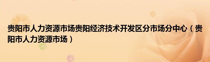 贵阳市人力资源市场贵阳经济技术开发区分市场分中心（贵阳市人力资源市场）