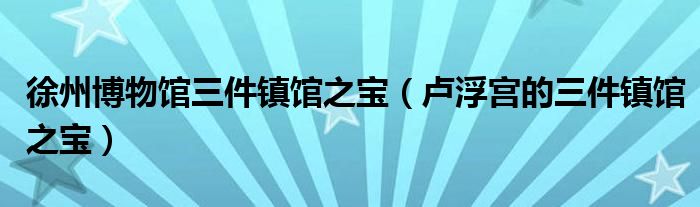 徐州博物馆三件镇馆之宝（卢浮宫的三件镇馆之宝）