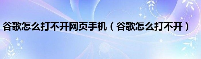 谷歌怎么打不开网页手机（谷歌怎么打不开）