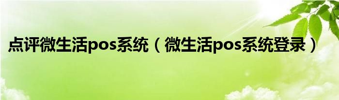 点评微生活pos系统（微生活pos系统登录）