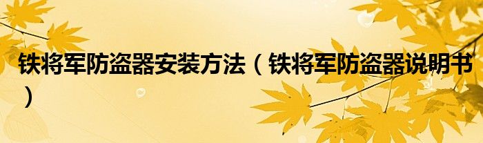 铁将军防盗器安装方法（铁将军防盗器说明书）