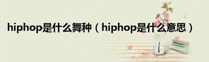 hiphop是什么舞种（hiphop是什么意思）