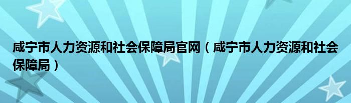 咸宁市人力资源和社会保障局官网（咸宁市人力资源和社会保障局）