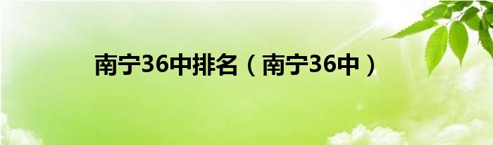 南宁36中排名（南宁36中）