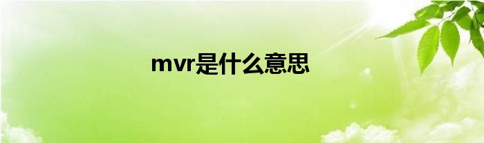 mvr是什么意思