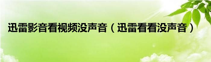 迅雷影音看视频没声音（迅雷看看没声音）